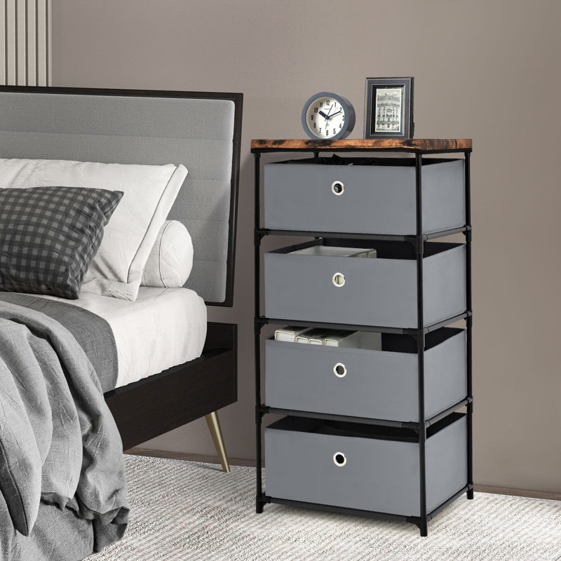 Jaliyiah 4 Drawer Storage Drawer, Grey