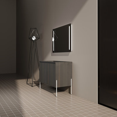 36" Freestanding Bathroom Vanity, Floor-Ceiling - Dark Oak Storage Cabinet, To Humidity
