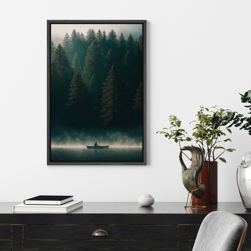 Impression sur toile encadrée, impression de nature de forêt pour le décor du salon, H 24 po x l 16 po, Cadre flottant, Noir
