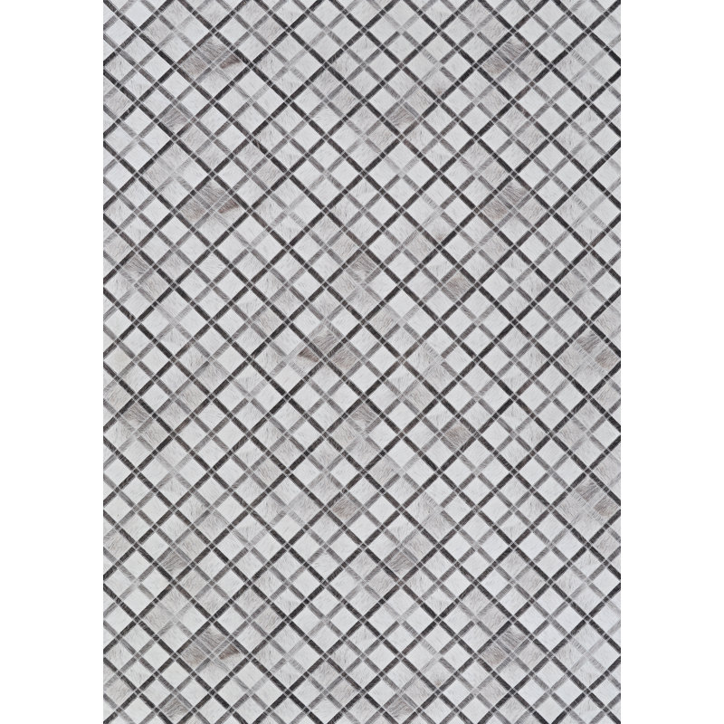 Geometric Grey Ivory Non Skid Performance Area Rug, Rectangle 7'6" x 10'