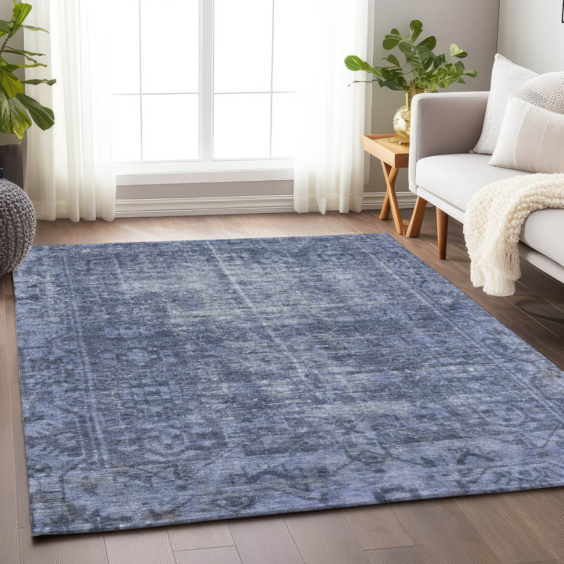 Tapis intérieur / extérieur bleu marine Delaura, 5 pi x 7 pi 6 po