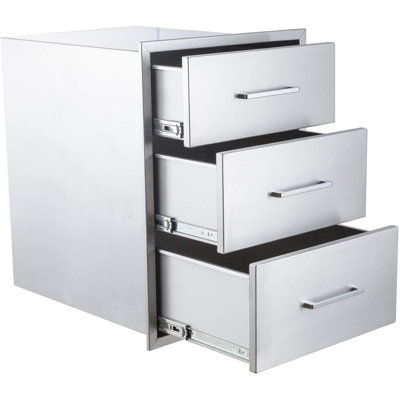 Outdoor Kitchen Drawers 18X24 Inch Stainless Steel 3 Drawer Cabinet