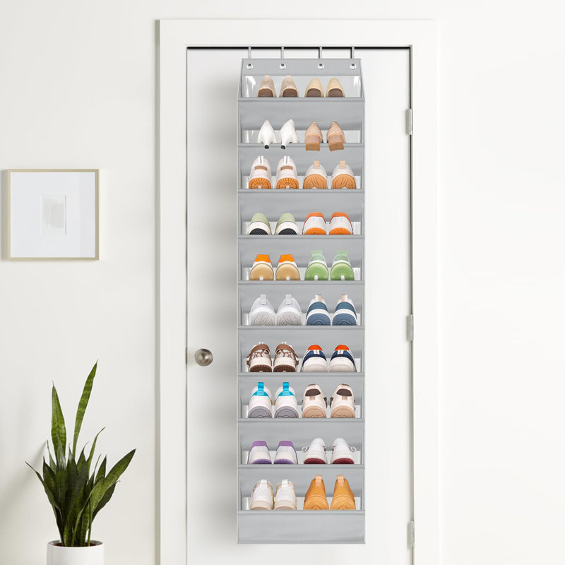 10-Tier Transparent Over-the-Door Shoe Storage Rack, Deep Pocket Large Hanging Shoe Rack, Can Hold 20 Pairs of Sports Shoes