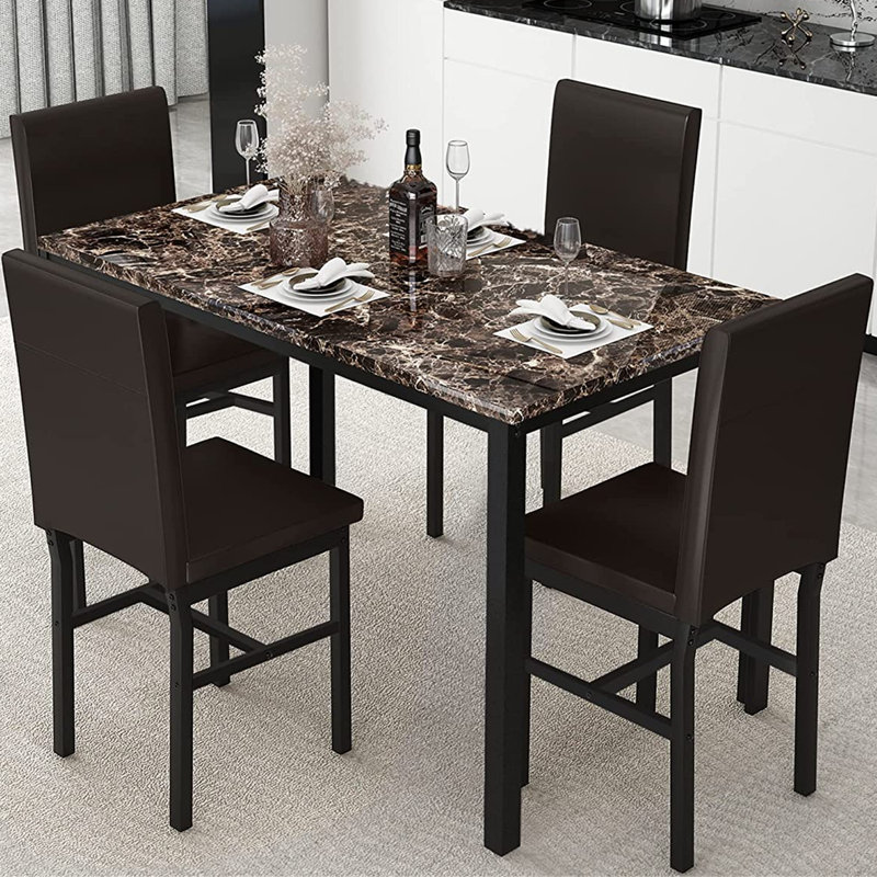 Reuben 4 - Person Four Leg Dining Set, Light Brown