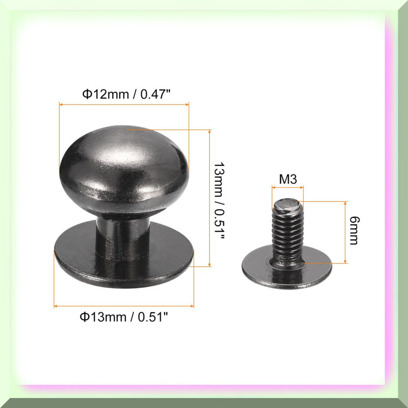 Stud Rivets 15 Pack 12mm Round Head