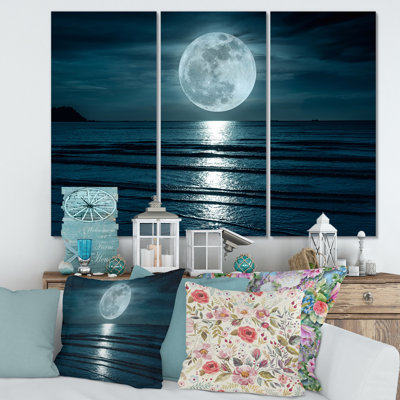 " Super Moon Over The Sea I " 3 - Pieces