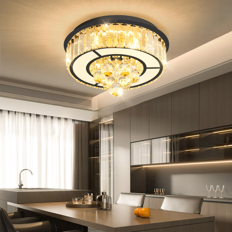 Lustre moderne à DEL 11,8 po, H 7,9 po x l 11,8 po x P 11,8 po, Noir mat