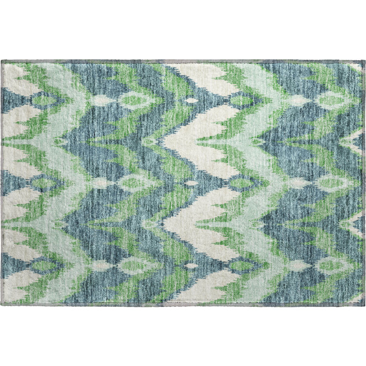 Premium Machine Washable Prisco Green Rug