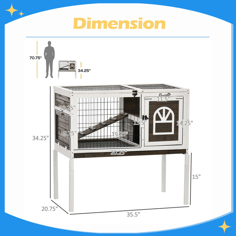Cage à lapins en bois avec cage