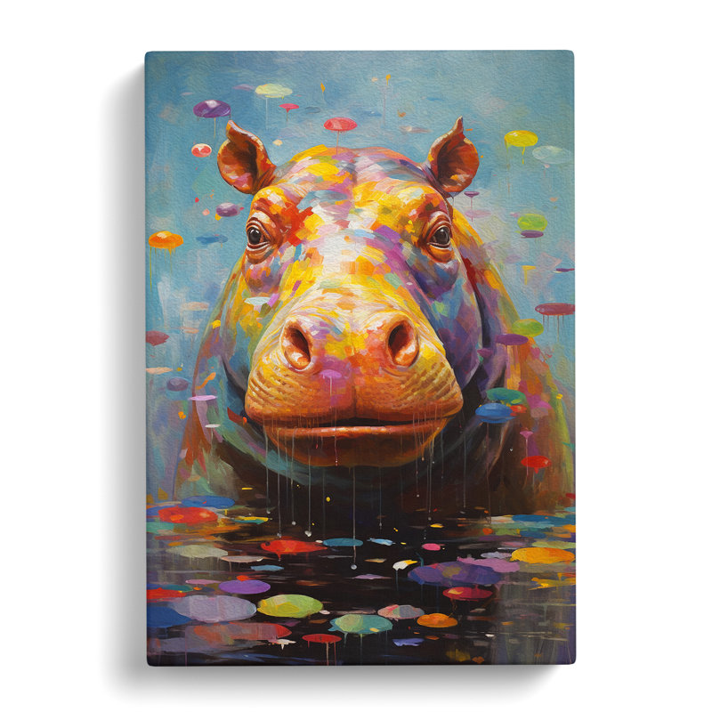 Hippo Dadaism - No Frame Art Prints - Wrapped Canvas, 60cm H x 40cm W x 3cm D