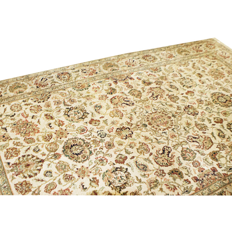 Hand Knotted Wool Area Rug in Gold And Rust
