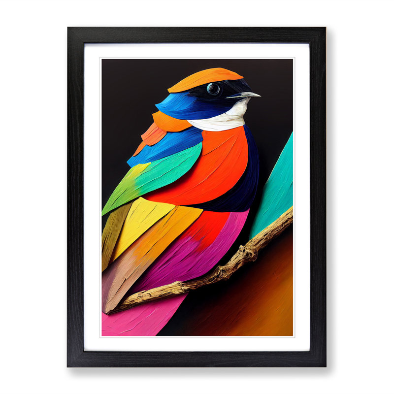 Swallow Bird Vol.2 - Single Picture Frame Painting, 64cm H x 46cm W x 2cm D, Black