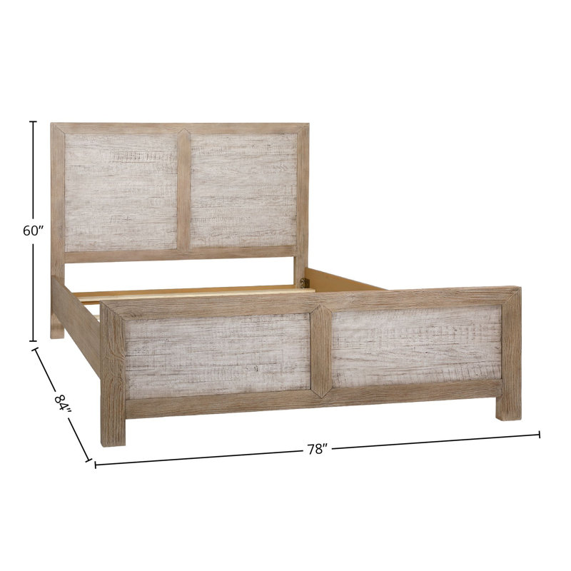 Roux Reclaimed Pine Panel Bed, Light Natural and Grey Wash, King