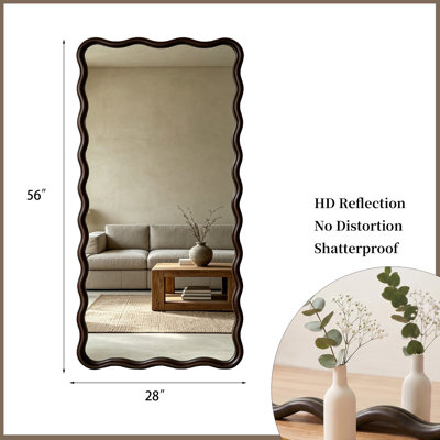 Scalloped Wavy Solid Wood Full Length Mirror