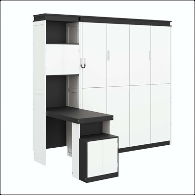 Lit escamotable double avec bureau et rangement