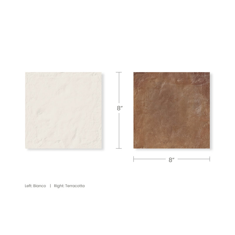 Autumn Essentials Checkerboard 8X8 Porcelain Tile, Terracotta/White
