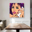 Pop Art Style Lady on Phone - Retro Metal Print for Home Decor