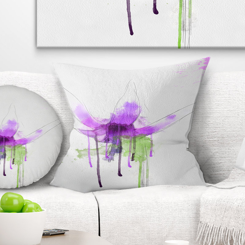 Fleur florale avec coussin de éclaboussure, 18 po x 18 po, Coussin décoratif