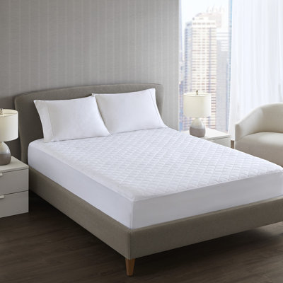 White Essential Pinsonic Quilted Antimicrobial King Mattress Pad