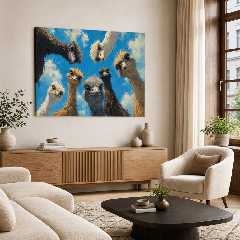 Impression sur toile Whimsical Curious Emu, 24 po x 36 po
