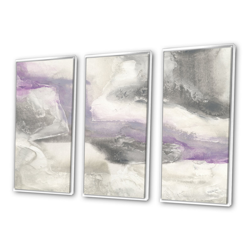 Watercolor Minimal Purple Tones II - Farmhouse, ensemble d'art mural sur toile encadré de 3, H 20 po x l 36 po x P 1 po