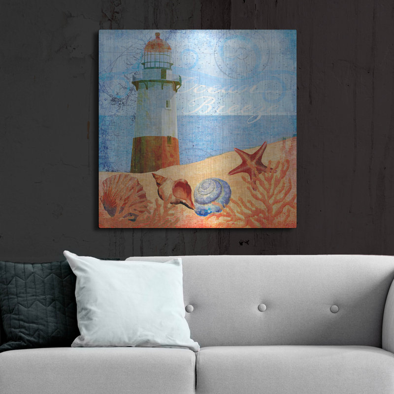 Art mural en métal luxueux «Ocean Breeze Lighthouse» par Art Licensing Studio, 36 po x 36 po, H 36 po x l 36 po