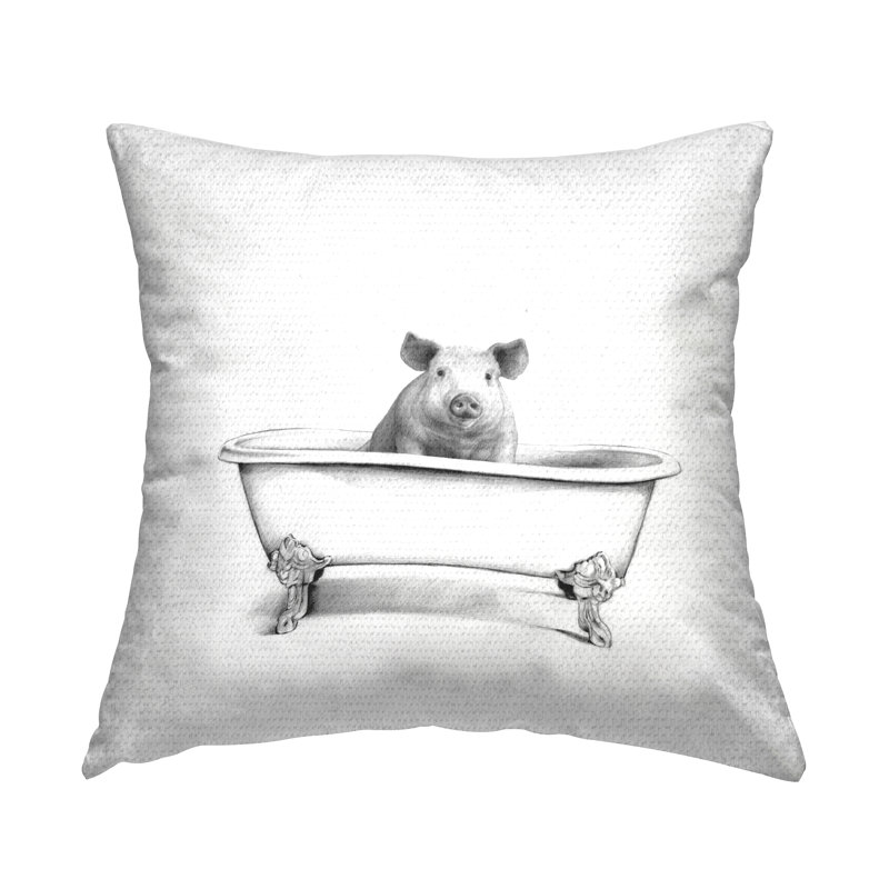 Coussin d'extérieur «Farm Pig In Bath Bath»