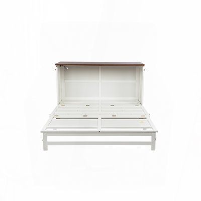 Solid Wood Murphy Bed Cabinet With Charging Station And Storage Drawer