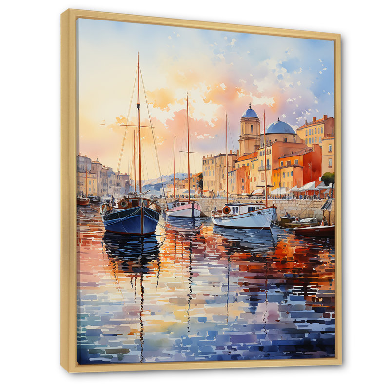 Frinton, le port de Saint-Tropez, H 32 po x l 16 po x P 1 po, Cadre naturel flottant