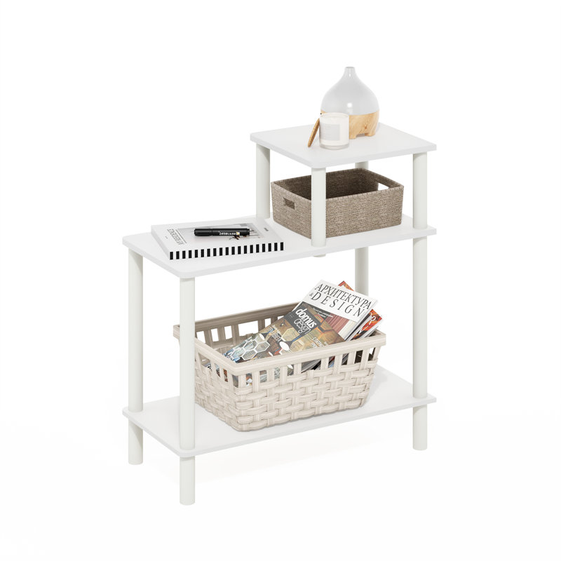 Table de bout rectangulaire à 3 niveaux avec tablettes ouvertes Creekside, Blanc