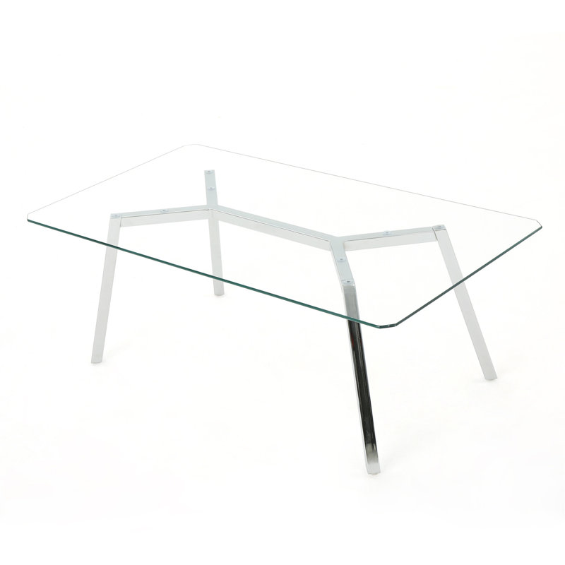 Teegan Glass Top Metal Base Dining Table