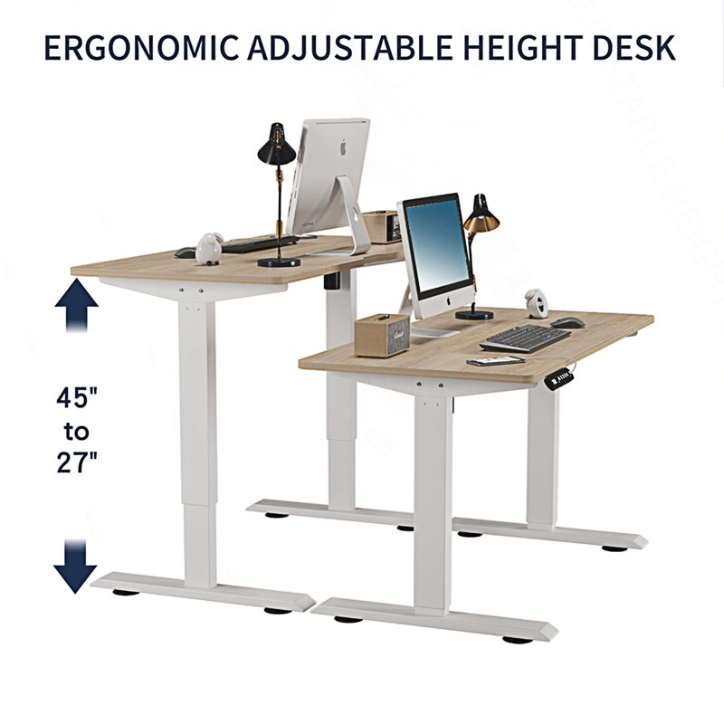 Electric Standing Desk, Height Adjustable Desk, Oak/White