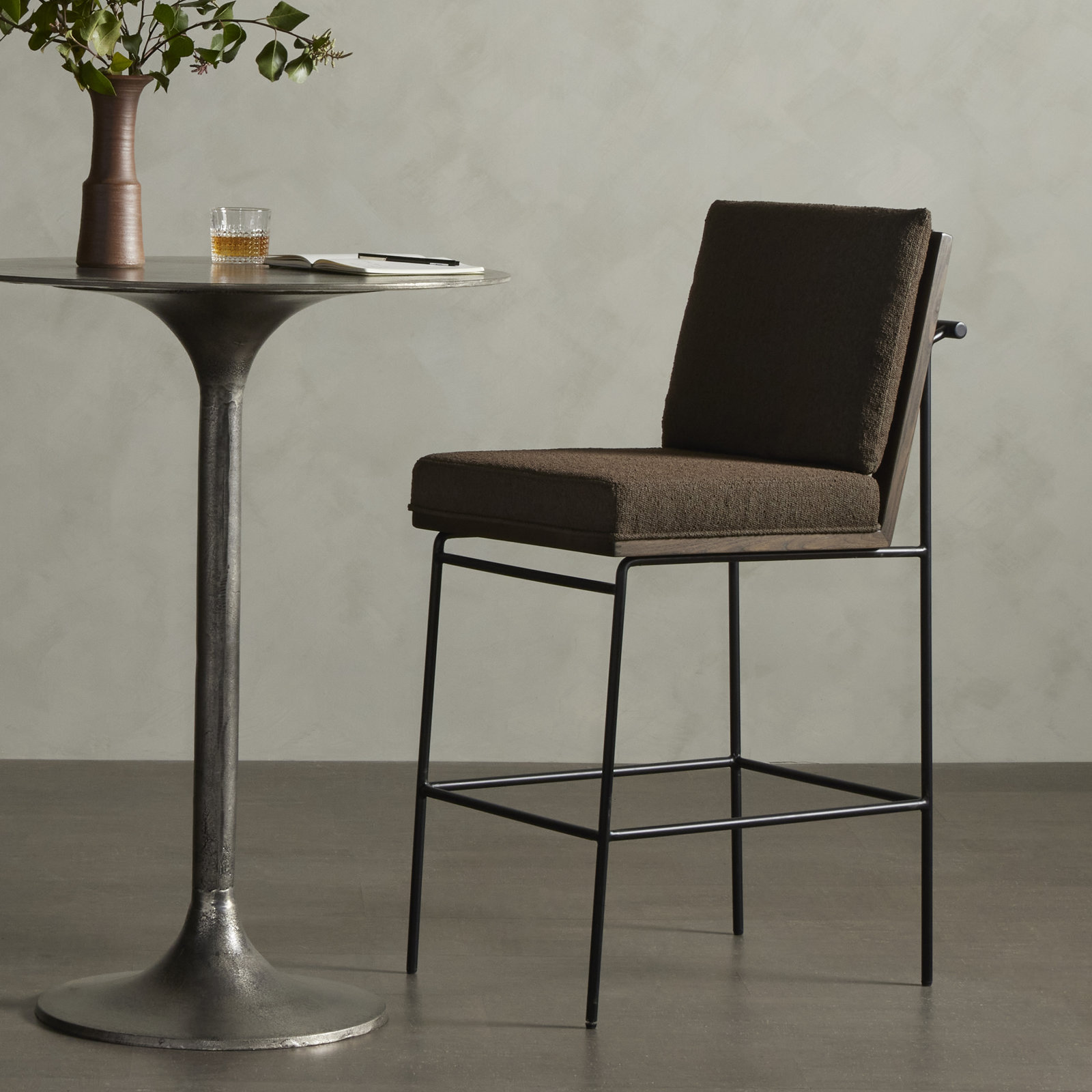 Julep Solid Wood Stool, Counter Stool (26" Seat Height), Landale Charcoal
