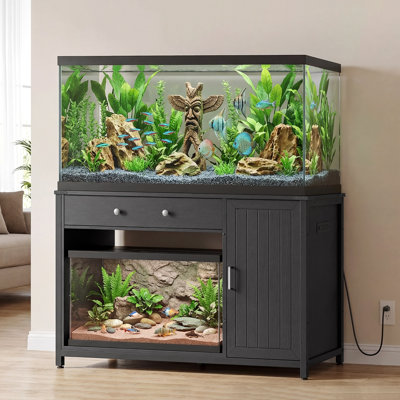 55-75 Gallon Aquarium Stand With Charging Station, Reptile Tank Stand ,Terrarium Stand With Drawer And Cabinet Storage