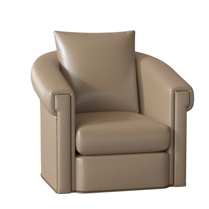 Andre Swivel Armchair, French Natural, Aline Fumo Genuine Leather