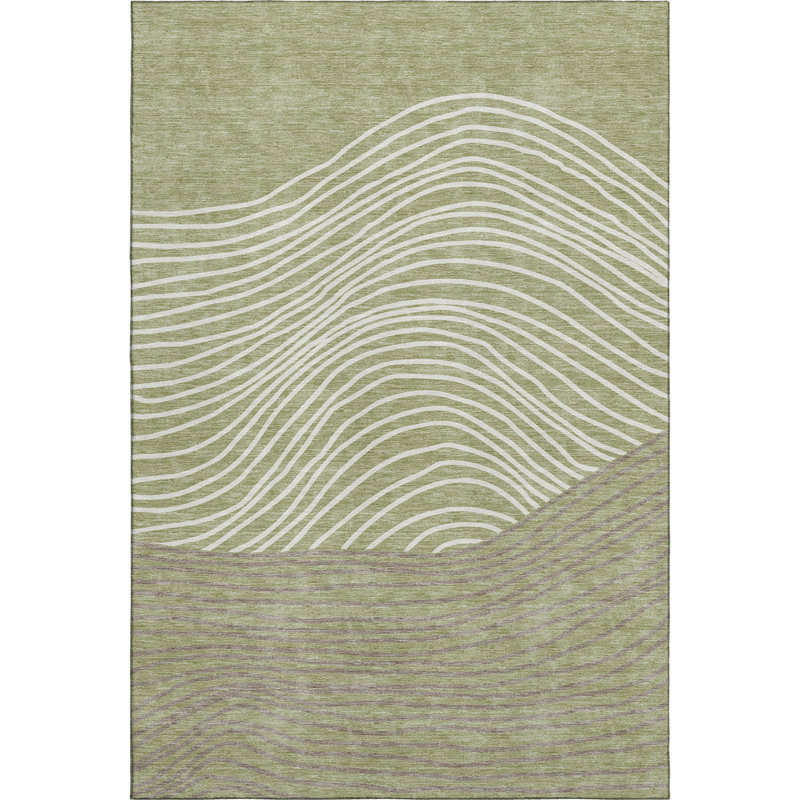 Premium Machine Washable Mayfield AMF2350 Stripes Rug, 8' x 10', Aloe