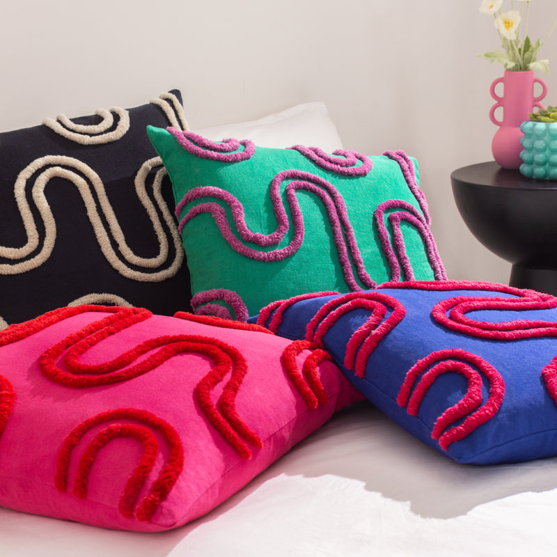 Cebria Abstract Square Cushion, Blue/Pink