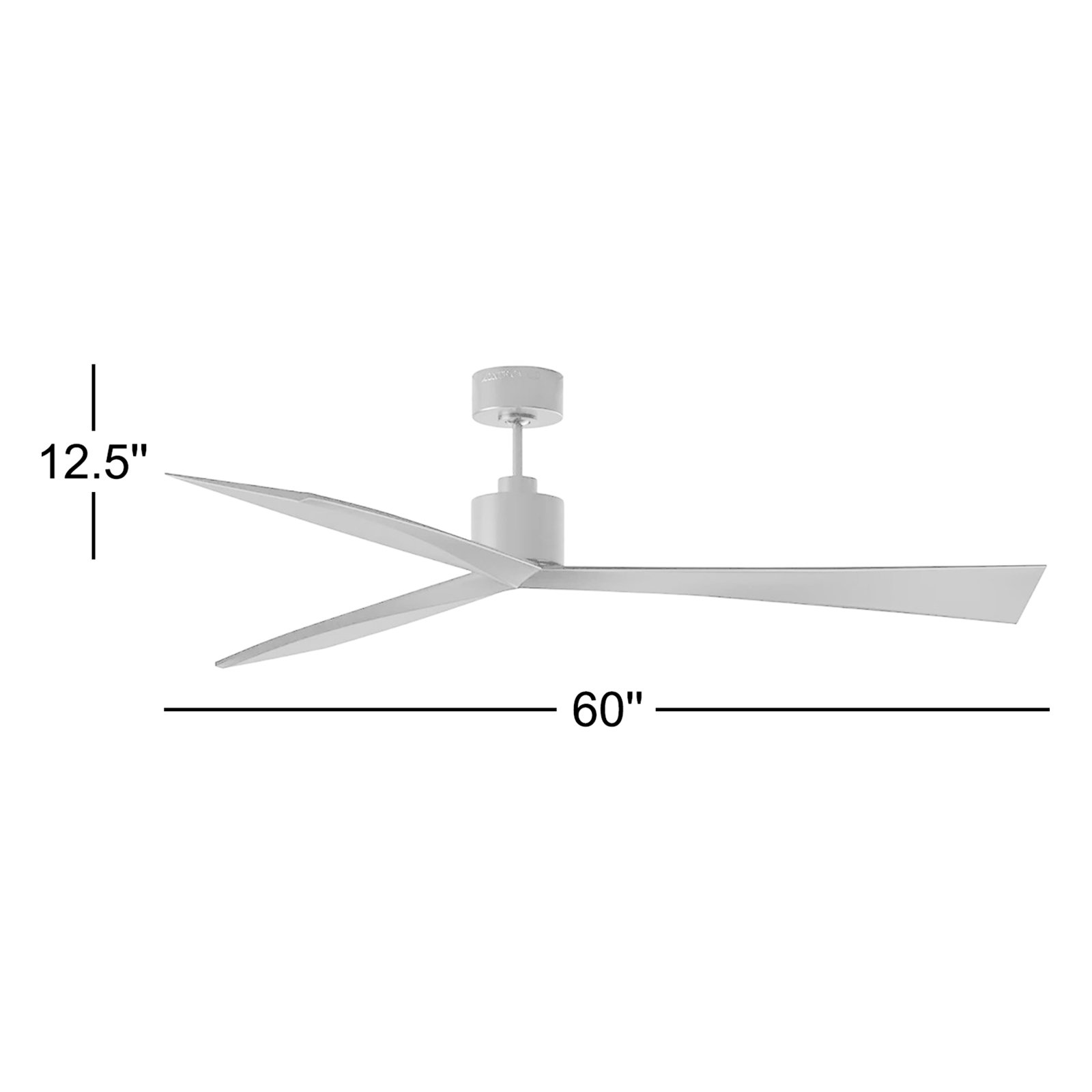 Mirage 60'' 3 Blade Ceiling Fan, Matte White, 52"