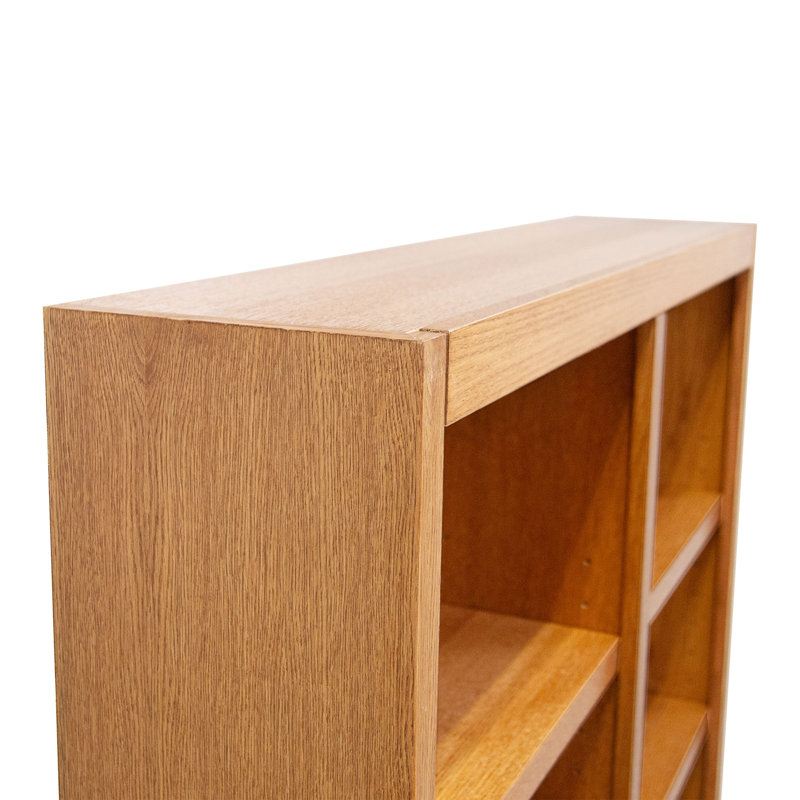 Patro Double Wide Solid Wood Veneer Bookcase, 10 Shelf, 72 inch Tall, Dry Oak