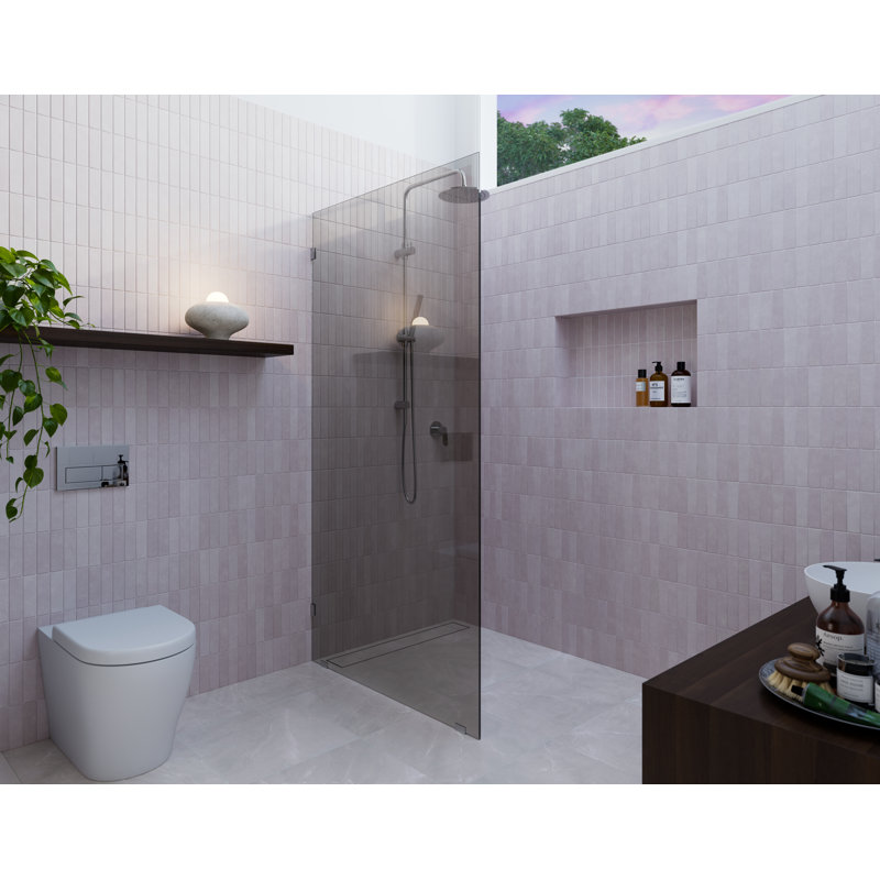 Ursa 36 in. x 78 in. Fully Frameless Gray Tinted Single Fixed Shower Panel, Chrome