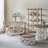 47X16.5X75" Distressed Five-Tiered Wooden Shelving Unit With Ornate Cut-Out Design, Brown/White