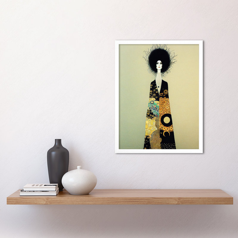Portrait Woman Gustav Klimt Style Dress - Print, 43cm H x 33cm W, White Framed Paper