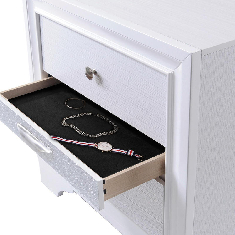 Naima White Finish Nightstand, White