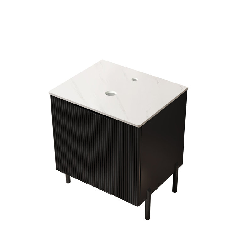 24" Black Freestanding Cabinet Without Basin