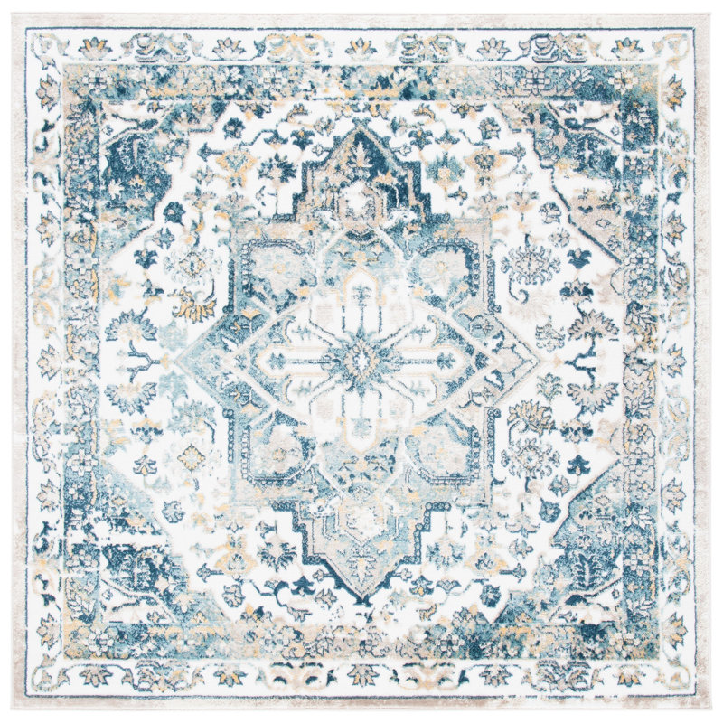 Tapis oriental bleu marine Dewberry, Carré 6 pi 7 po