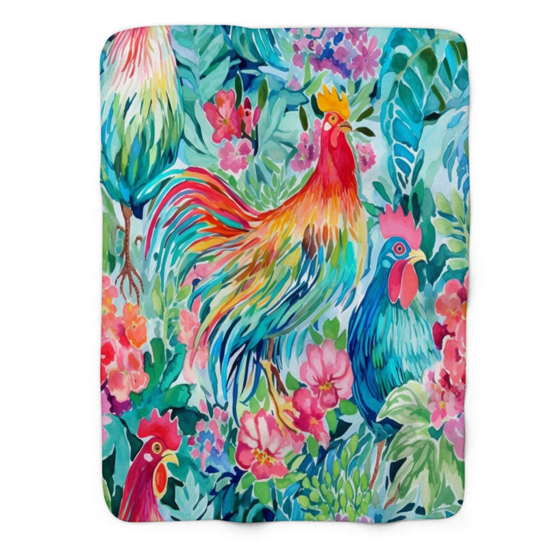 Bright Farm Chickens - 1 pièce Sherpa Premium, L 60 po x l 50 po