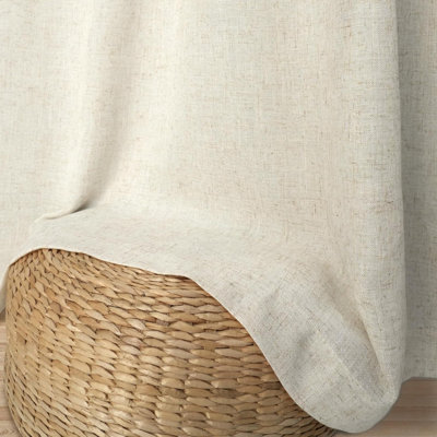 Goffredo 100% Blackout Natural Linen Curtains for Bedroom  Double Layer Drape Farmhouse Thermal Insulated Rod Pocket Back Tab Full Light Blocking 2 Panels for Living Room Nursery