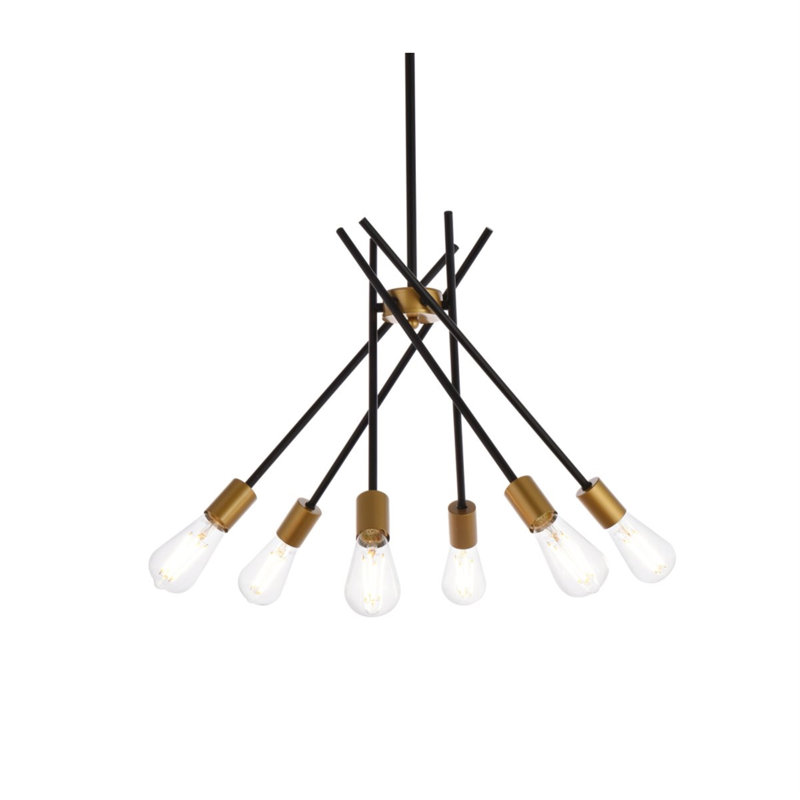 Lustre unique à 6 lumières Gadberry, Noir / laiton