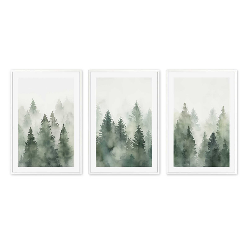 «Foggy Morning Woodland», Blanc opaque, H 11,25 po x l 9,25 po