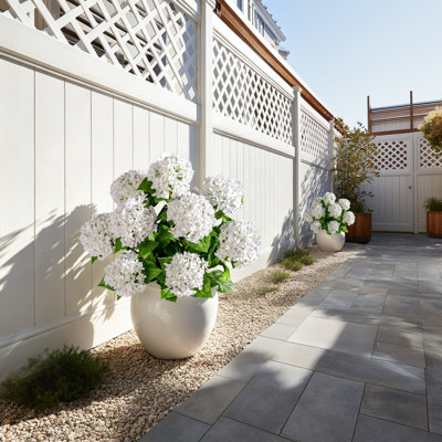 Lot de 2 hortensias artificiels en pot de 70 cm avec jardinière blanche, résistants aux UV, imitation réaliste pour la décoration intérieure et extérieure de porche, terrasse, jardin, maison, bureau, etc. Idée-cadeau pour l'Halloween, Noël ou Thanksgiving.